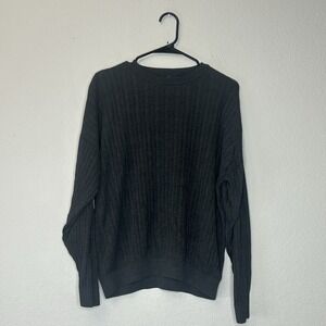 Vintage 90s Barry Bricken 100% Silk Wide Ribbed Knit Crewneck Sweater Men Size L